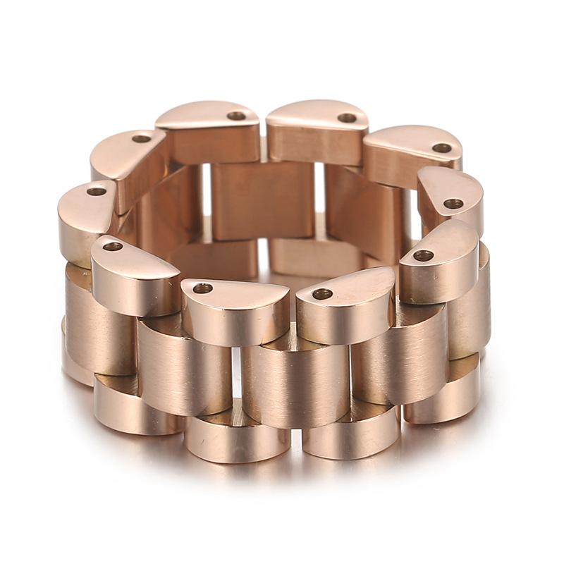 Pierścionek Stal Nierdzewna Męski Prosty Wiatr Pierścionek Łańcuszek do Zegarka Design Biżuteria Hip Hop