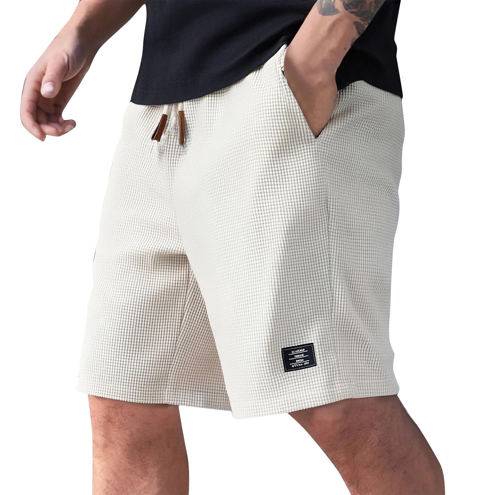 

Men s Summer Solid Color Casual Multi-Pocket Sport Cargo Shorts XXXL бежевый