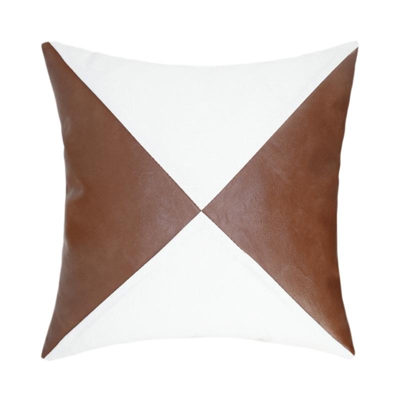 

Faux Leather Pillow Case Waist Cushions Cover for Living Room Sofa Splicing Linen Throw Pillowcase Home Decoration белый