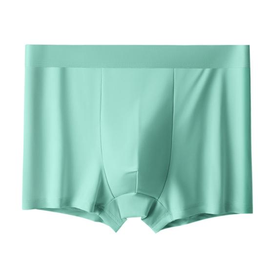 Men Boxer Underwear Elastic Mid-rise Tight Cut U-Convex Shorts Briefs Solid Color Summer Thin Ice Silk Panties