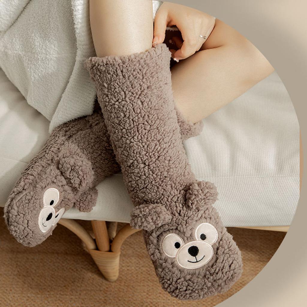 Șosete de iarnă pentru femei, de podea, papuci de interior pentru adulți, de casă, lână groasă, șosete de zăpadă - șosete din lână de miel