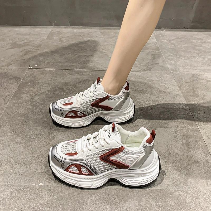 Fashion Ankela Red Versatile Casual Dad Shoes Women's 2025 Spring Autumn New High Aesthetic Value Trendy Casual Sports Shoes