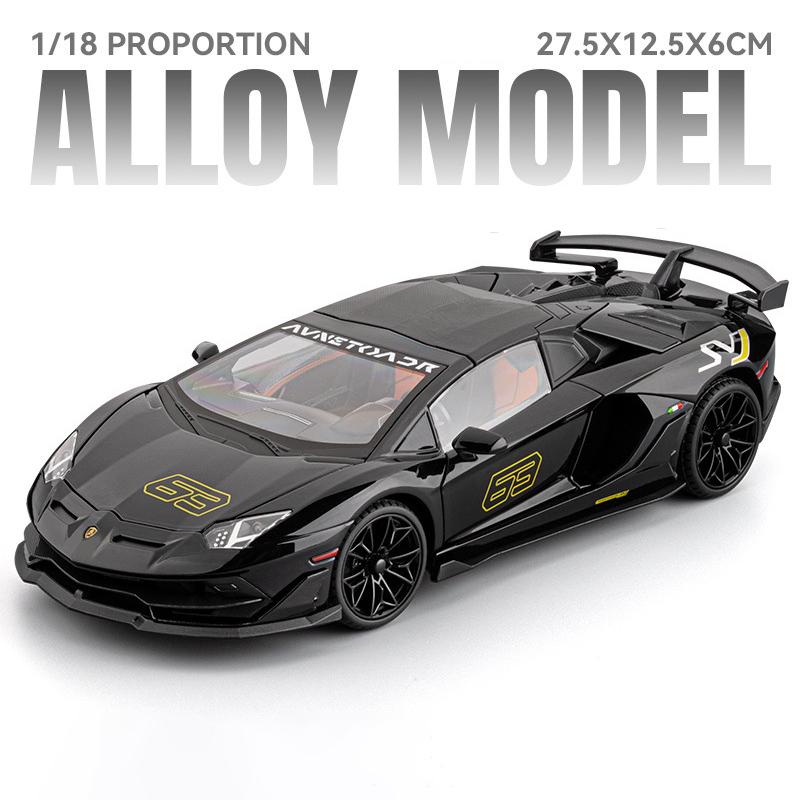 

1:18 Lamborghini Aventador SVJ63 Металева Іграшкова Модель Автомобіля Кермо Колеса Звук та Світло Дитяча Іграшка Колекційний Предмет Подарунок на День Народження