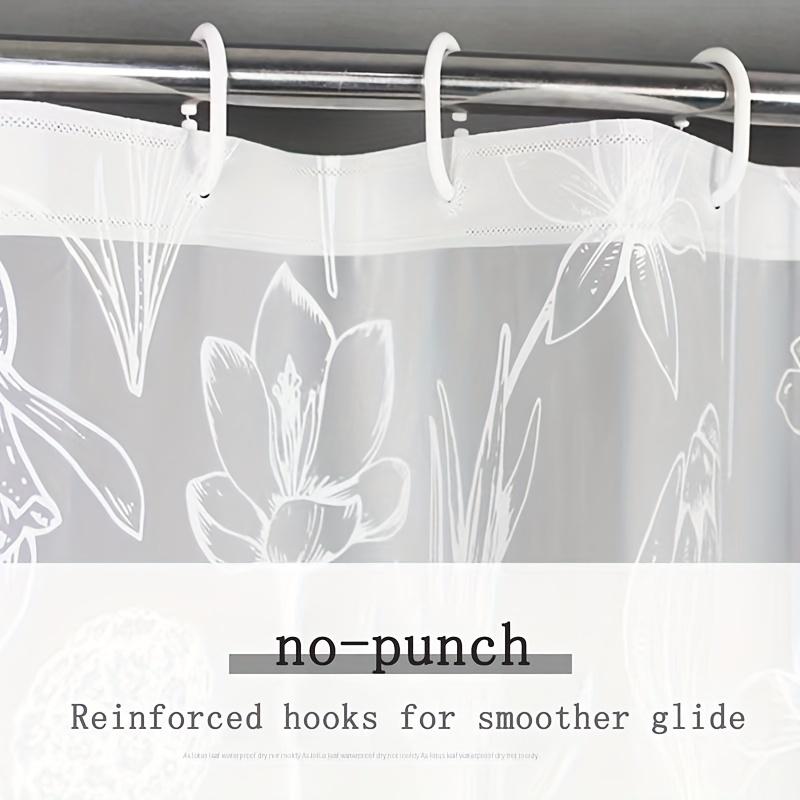 1 Simple Frosted Flower Shower Curtain, Bathroom Waterproof and Mildew-proof Partition Curtain, Non-punching Shower Curtain, 12 Free Hooks, 72 "x 72"