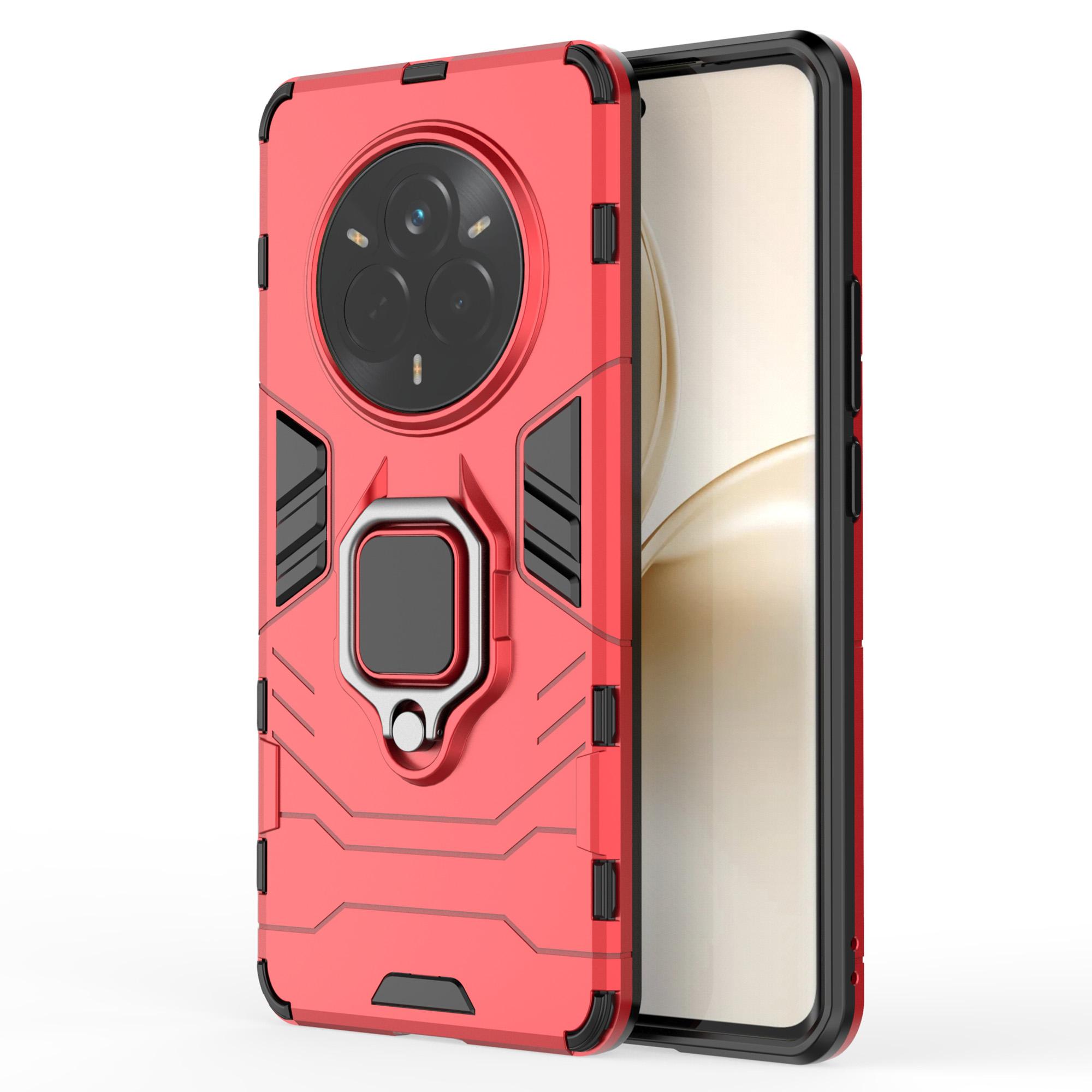 

For Realme 14 Pro 5G Case PC+TPU Protective Phone Cover with Ring Kickstand Red
