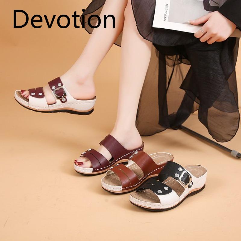 New Women's Shoes Round-toed One-heel Flip-flops Devotion