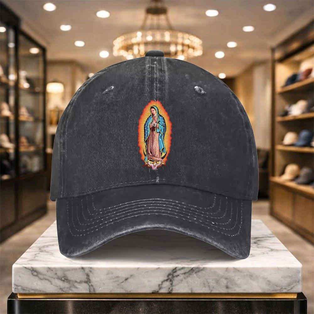 Virgin of Guadalupe Washed Baseball Cap Adjustable Denim Street Style Unisex Hat