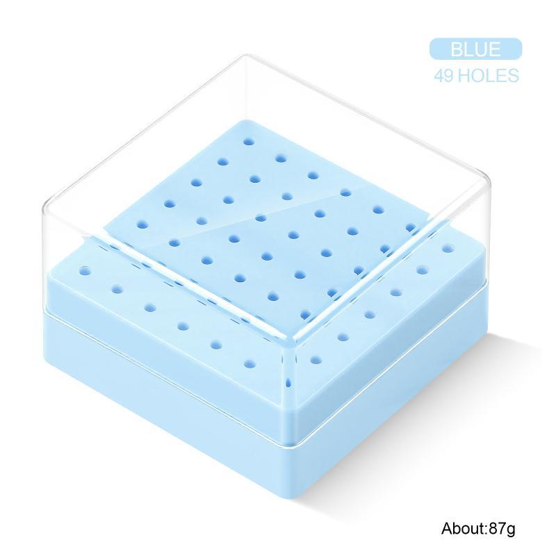 1Pcs Nail Grinding Head Holder Stand 49 Holes Nail Drill Bits Head Storage Box Milling Cutter Holder For 2.35Mm Shank