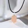 Natural Chakra Crystal Pendant Necklace High Quality Polished Assorted Stones Black Leather Rope Jewelry Gift for Yoga Enthusiasts