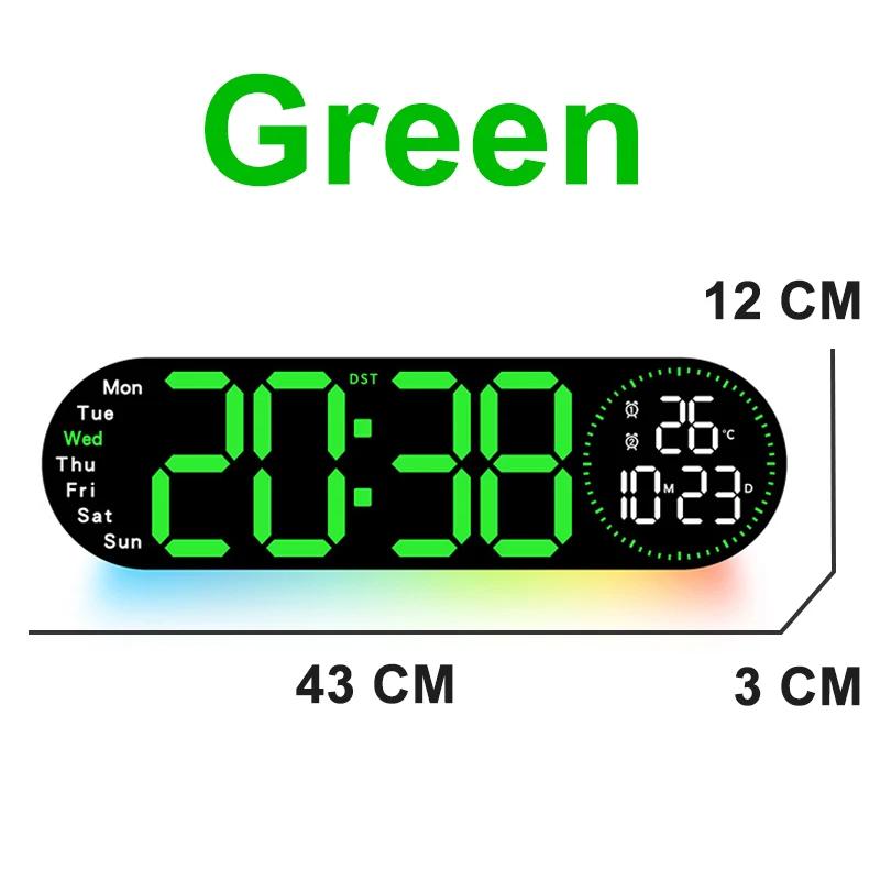 Digital Wall Clock with Colorful Ambient Light Dual Alarms Clock Positive/Countdown Timing Jump Second Display LED Table Clock