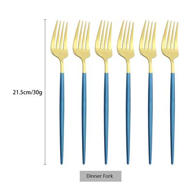 6Pcs Dinner Fork Set Dessert Salad Fork Dinnerware Cutlery Stainless Steel Silverware Long Handle Fork Home Tableware