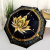 1pcLotus Mandala Automatic Folding Umbrella with 8 Bones, Portable 3-Fold Collapsible Compact Design On-the-Go Essential, Casual Outdoor Acc
