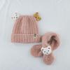 Autumn and winter baby hat scarf two-piece set super cute children's knitted tire hat bear warm ear hat