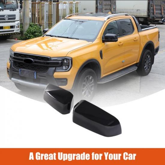 Glossy Black Side Rear Exterior Door Mirror Cap Cover For Ford Ranger +