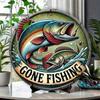 Placca di Latta da Pesca Decorazione Murale, Regalo Man Cave Poster Metallico da Pesca per Parete, Regalo per Uomini Arte Murale Metallica Retrò Pesca, Regalo per Marito