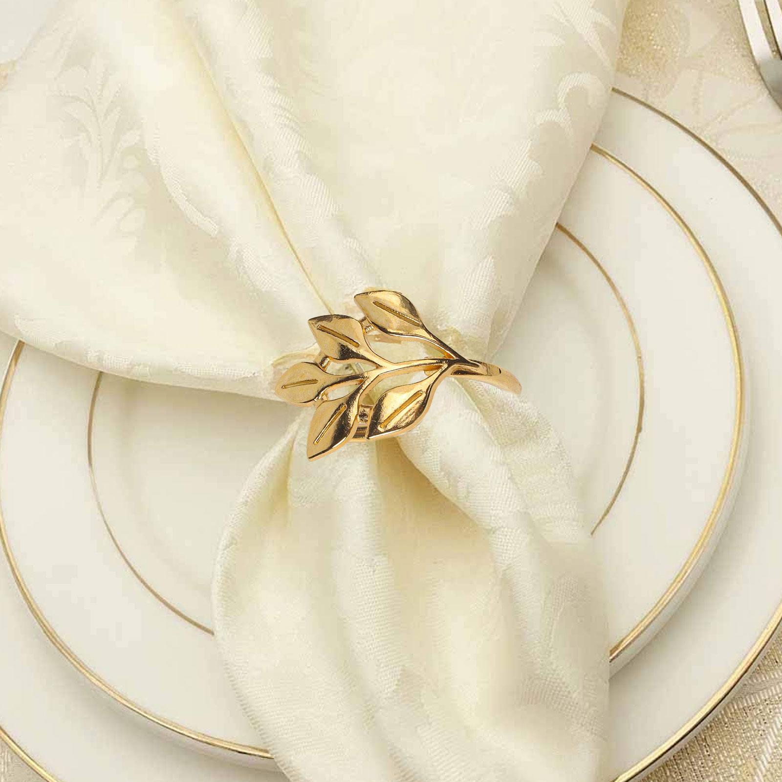 

For Large Gatherings Gold Napkin Rings Leaf Design Napkin Holders