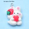 Colorful Resin Strawberry Rabbit Charm Earring & Keychain Accessory - DIY Jewelry