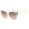 Luxurious Oversized Square Shape Rhinestone Butterfly Metal for Women Sunglasses Brand Design Men Sunglass Street Style Glasses UV400