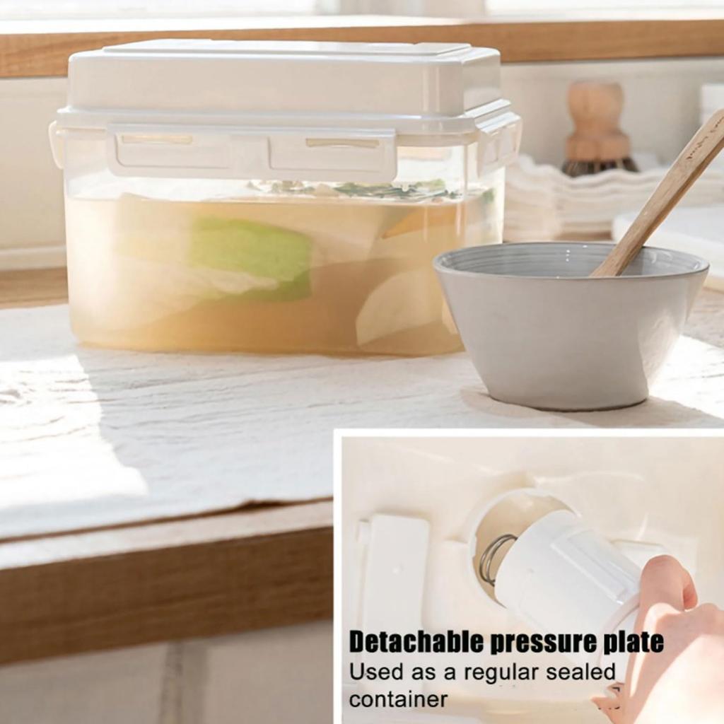 4L Pickle Kimchi Containers Press Plate Leakproof Airtight PP Storage Container with Handle
