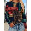 Fashion Women's Crew Neck Long Sleeve 3D Casual Color Printing Casual Long Sleeve Crew Neck T-Shirt
