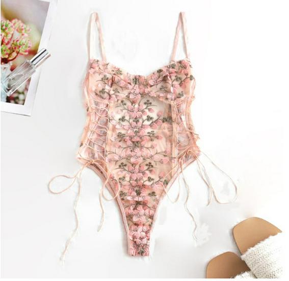 Women's Sexy and Slimming Embroidered Lace Bodysuit