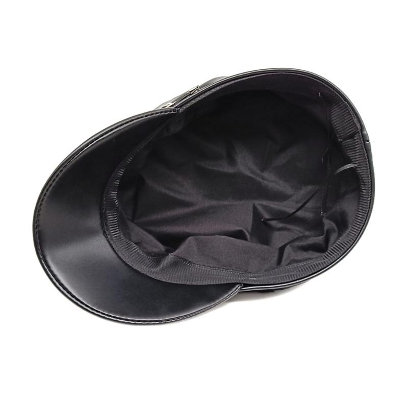 PU Painter Hat Flat Hat British Beret for Dating Photography Cabbie Headwear Painter Hat with Star Grommet Hat