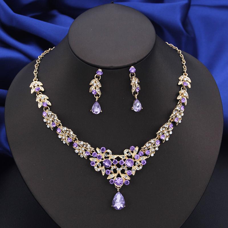 Mote Choker Halskjede Sett for Kvinner Brudesmykkesett Fest Ball Bryllup Øredobber Kostymetilbehør