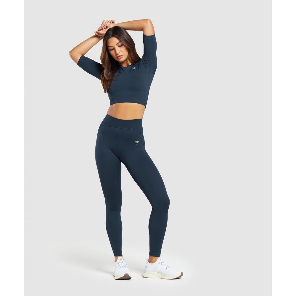 Gymshark Top scurt fără cusături de zi cu zi, bleumarin, B8a4p Ub9p