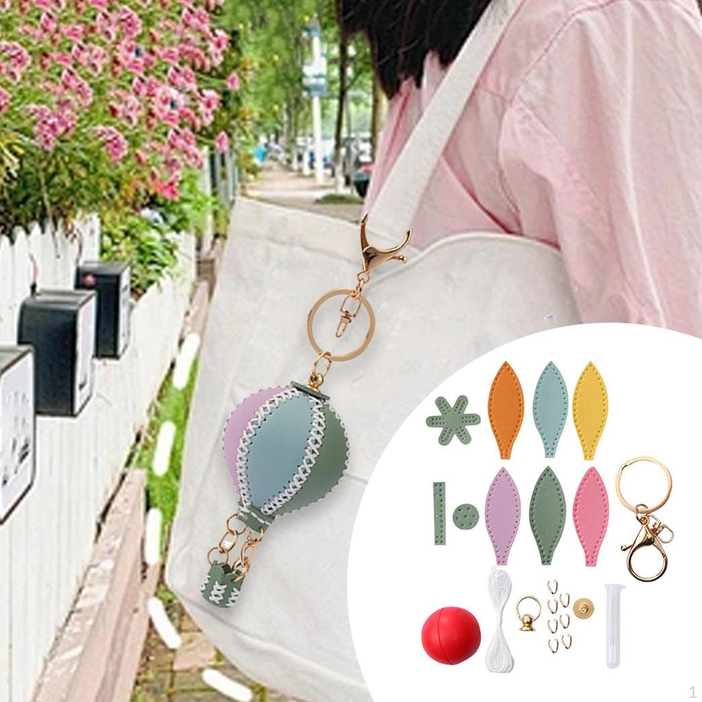 DIY Sewing Keychain Kit Bag Charm Making Party Favors Cute Keyring Colorful Air Balloon Pendant
