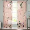 Pink Flowers Tulle Curtains for Living Room Kitchen Bedroom Sheer Tulle for Cafe Hotel Modern Home Decor