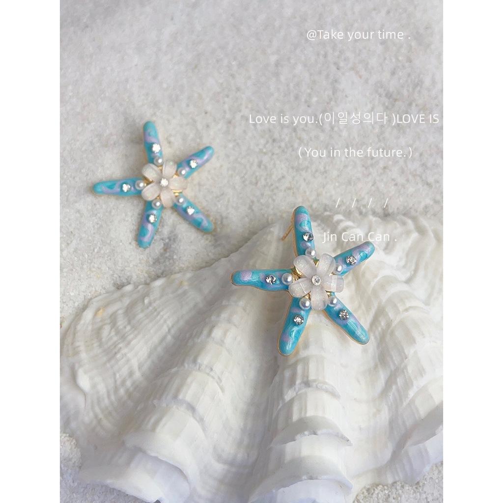 

Океанский ветер легкая роскошь ручной работы серьги-морские звезды свежие и милые цветы, жемчуг, пентаграммы, высококлассные серьги-капельки