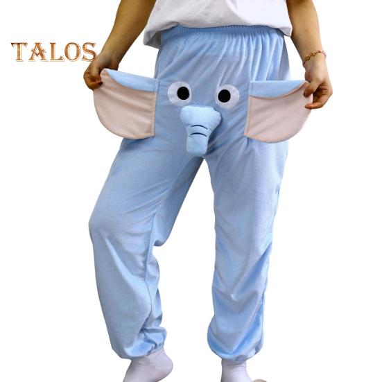 

Пижамные штаны с рисунком мультяшного слона, широкие штаны для женщин и мужчин, пижамные штаны со средней посадкой и эластичным поясом XXL