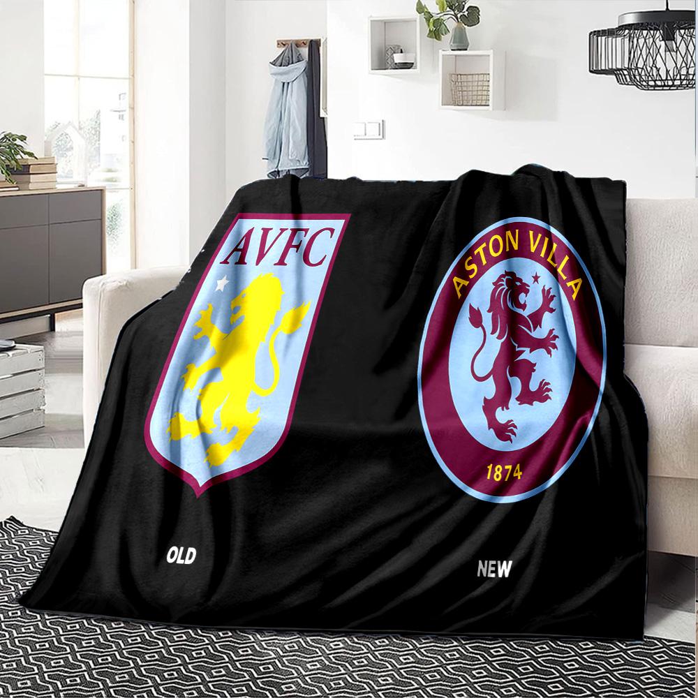 Aston Villa Fc Crest Flannel Blanket, Soft Polyester, Modern Design, All-Season for Camping, Travel, Gifts for holidays or birthdays