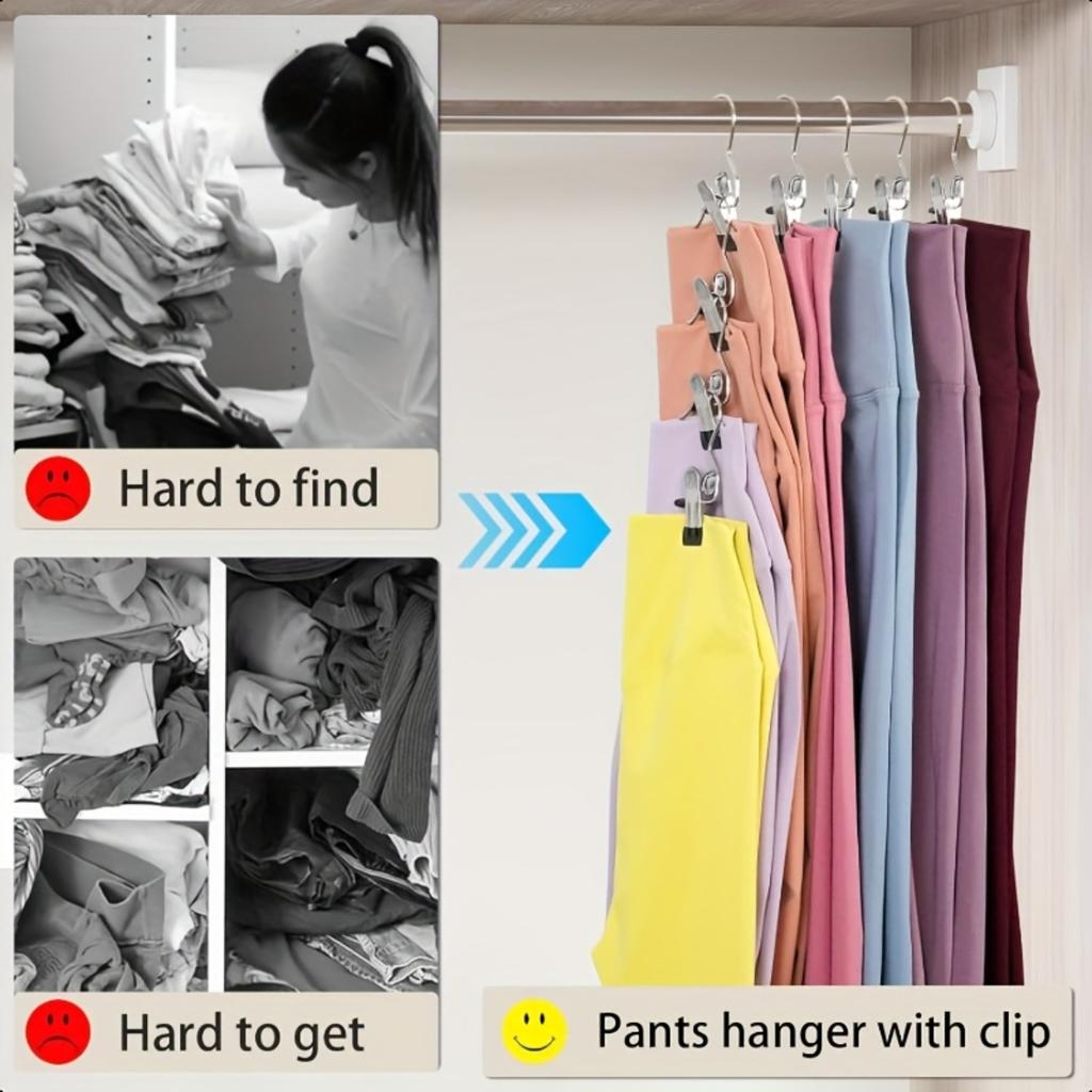 Stainless Steel Hooks,Towel Clip,Trouser Rack,Laundry Clip,Skirt Hanger with Clip,Anti Rust Hooks,Durable,Space Saving,Easter Gift,Clothes Clip.