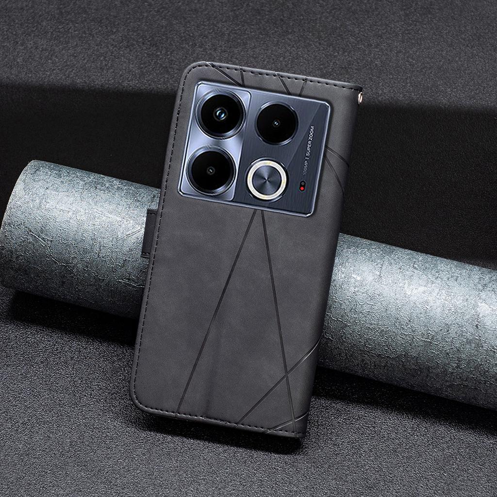 BINFEN COLOR For Infinix Note 40 Phone Cases Wallet Stand Geometry Imprint Leather Cover