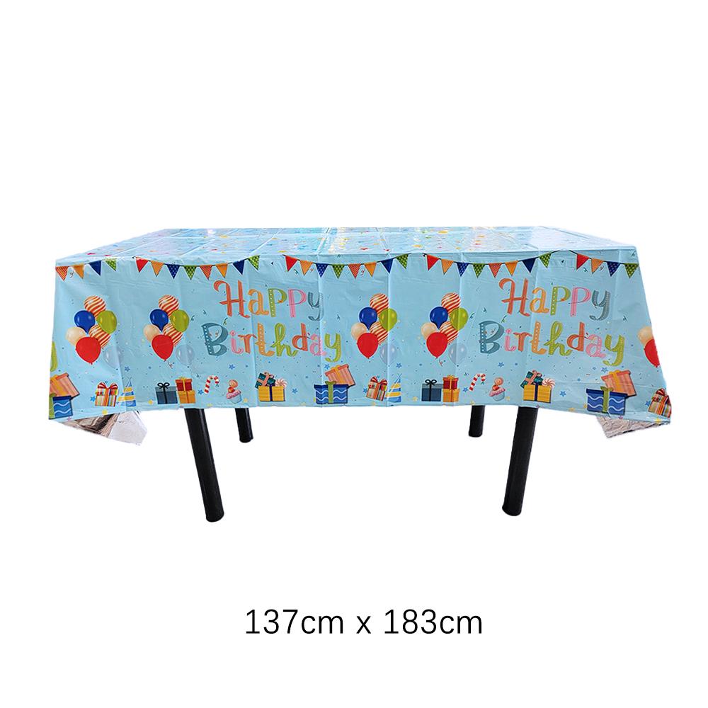 Happy Birthday Disposable Tablecloth Colored Balloon Rectangle Desk Cloth Wipe Table Cover for Birthday Party Baby Shower Decor