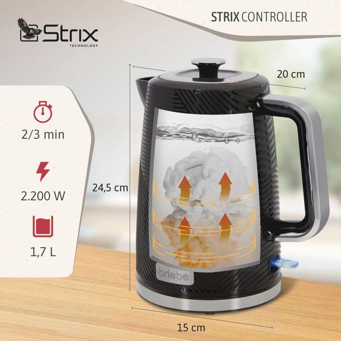 Elegance Lot De Grille Pain 2 Fentes+Bouilloire Électrique 1,7L Mixeur Plongeant Briebe SKT1186BLK 2200W Noir 05008