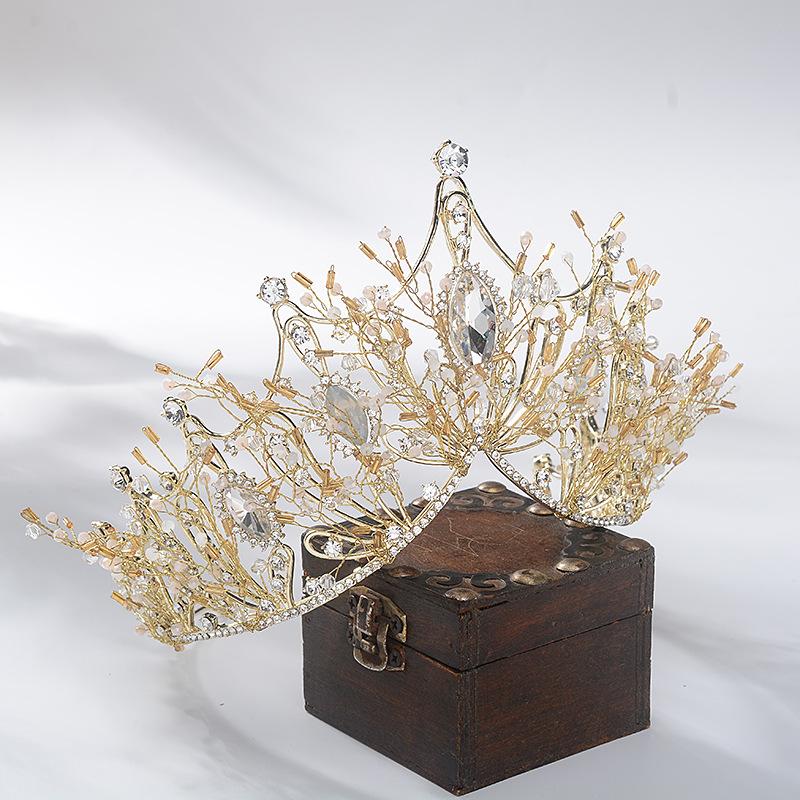 Baroque European Retro Rhinestone Crown Hand-beaded Bridal Tiara Wedding Photography Exquisite Headband