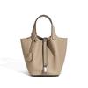 Sac pour femme en cuir véritable Sac panier de légumes Sac à main à la mode, Sac seau motif litchi Sac pour femme