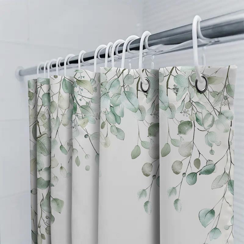 Minimalist Modern Green Plant Style Home Decor Shower Curtain Waterproof and Durable Easy to Clean and Maintain  Non Transparent
