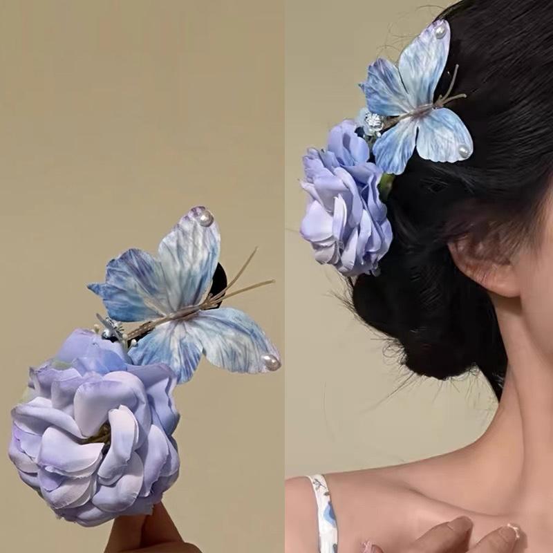 Lily Flower Hair Clip Plastic Flower Hair Claw For Women Girls Sweet Versatile Shark Clip Exquisite Hair Accessories