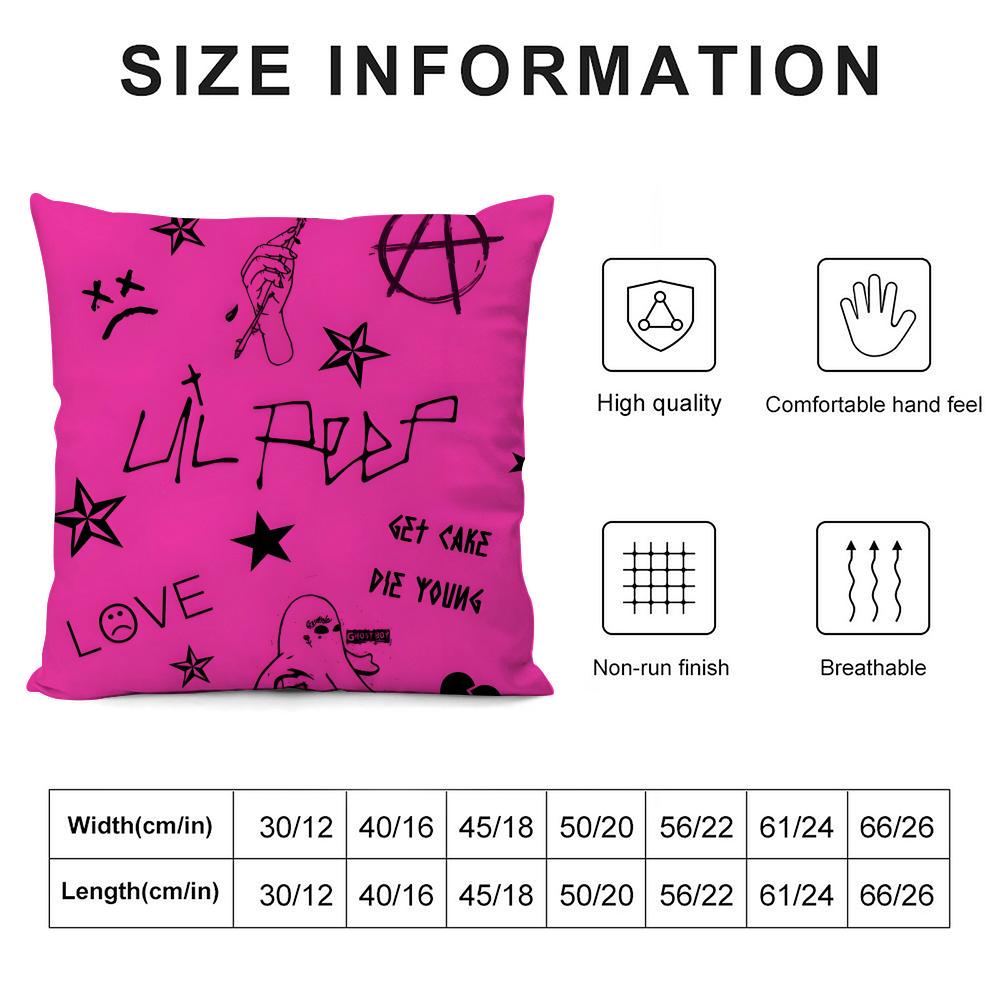 L-Lil Peepp Hells Boy Singer Cushion Cover Pillowcase Ultra Soft Skin Friendly Fabric Cloud Like Comfort & Concealed Zipper