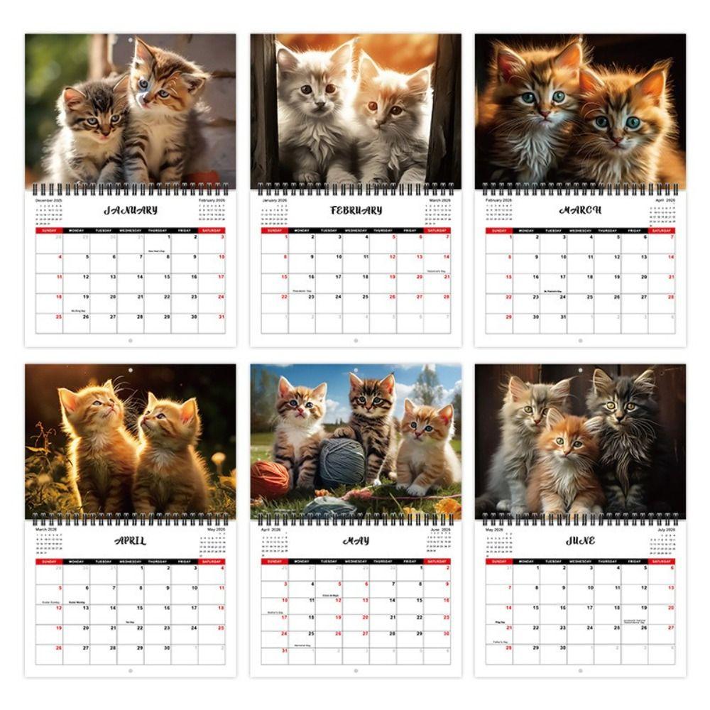Hanging Loop Cat Calendar Durable Construction Monthly Planner Kitten Wall Calendar  Office Decor