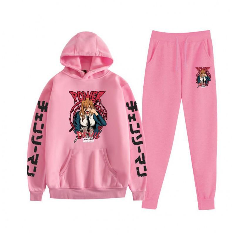 Chainsaw Man Couples Hoodie Sweatpants Set Long Sleeve Casual Outfit Men Women