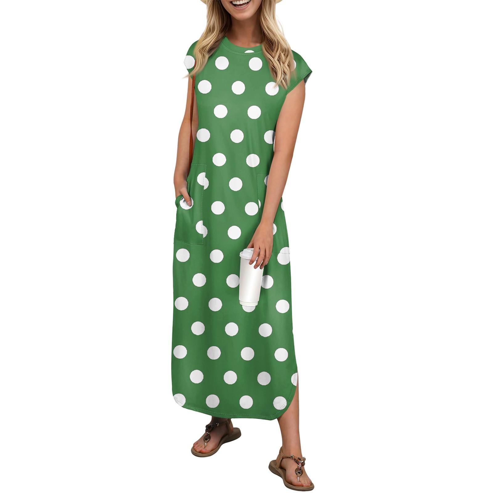 

Женская мода повседневный пляжный сарафан с принтом в горошек длиной до колена пляжная юбка с карманом юбка L