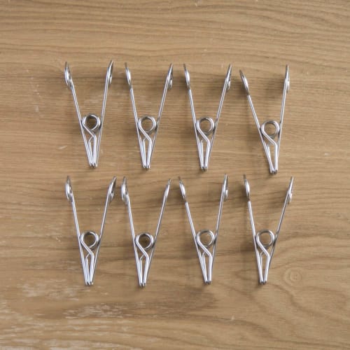 Ohki Gentle Clothespins, Set of 8, Silver, Approx. 1.8 X 3.0 X 8.0 Cm (6.7 X 1.2 X 3.2 Inches)