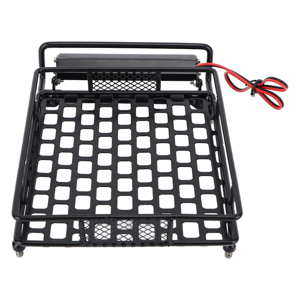 RC Auto Střešní Nosič Černý Železný Robustní RC Střešní Nosič Zavazadel s 8 LED Bílým Světlem