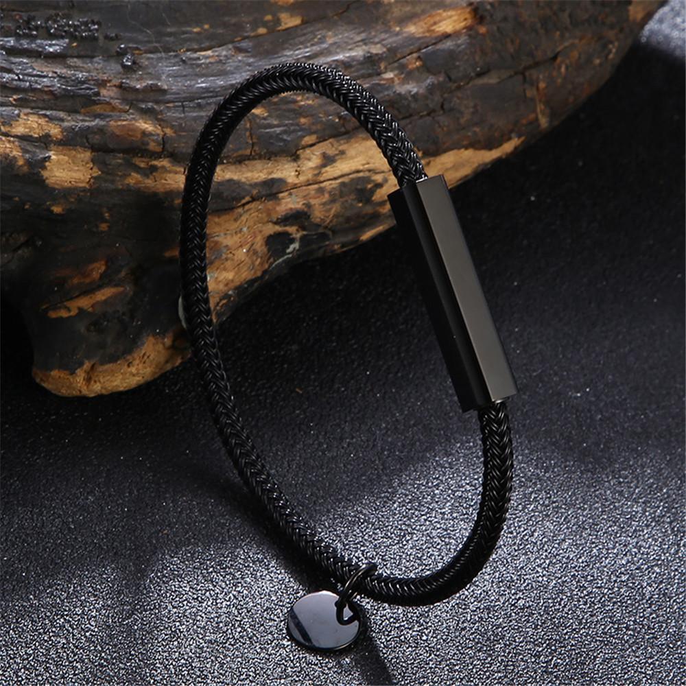 Custom Engrave Text Men Women Jewelry Non-fading Steel Wire Rope Bracelet Customize ID Bracelet Couple Gifts