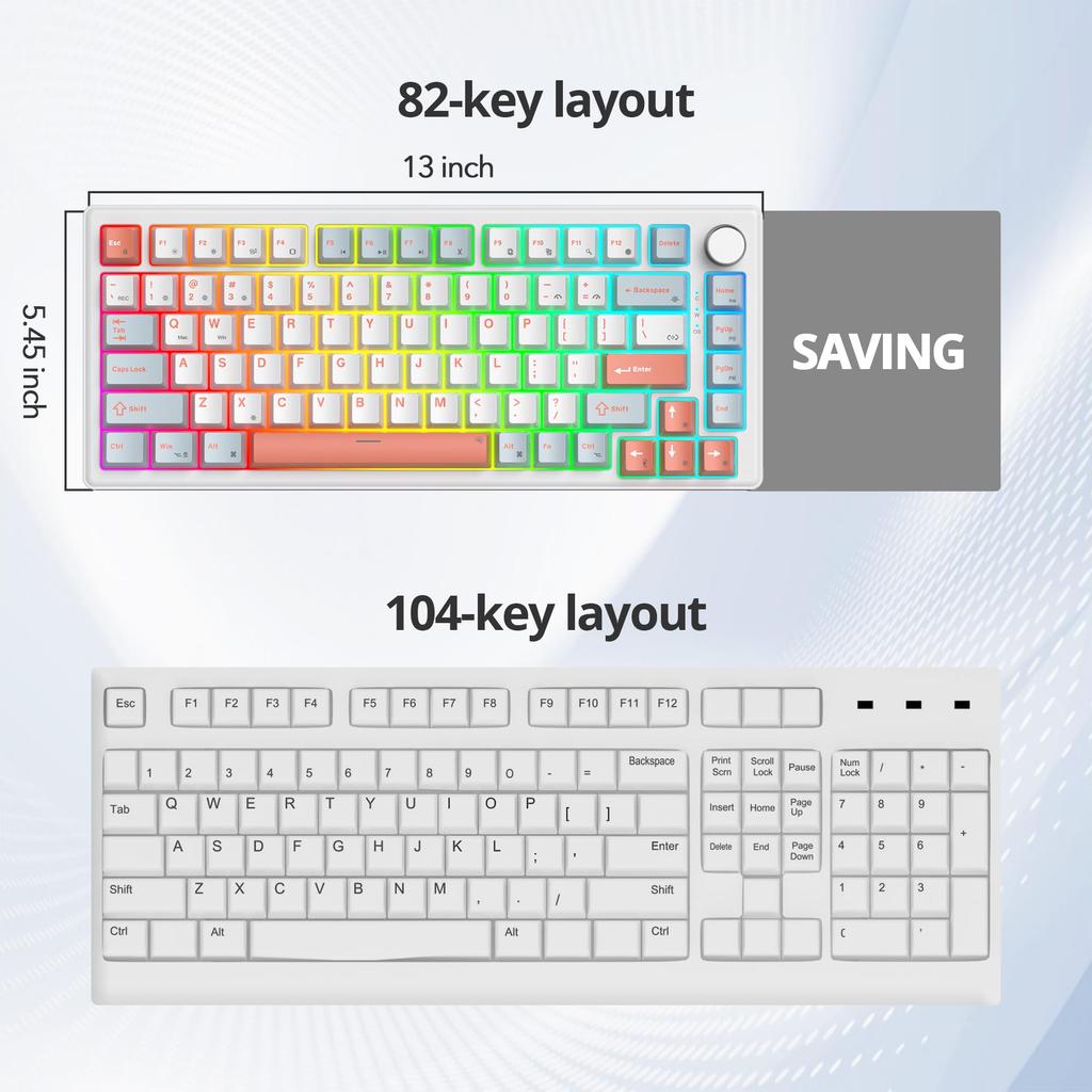 Ussixchare Blue Wired Mechanical Keyboard  Keyboard for Gaming  Volume Knob  75% Customizable Gaming Keyboard  Gasket Mount Construction, RGB