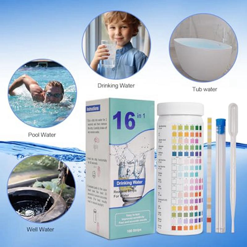 16-In-1 Water Test Strips Fluoride Test Kit 100 Strips Home Water Quality Test Kit